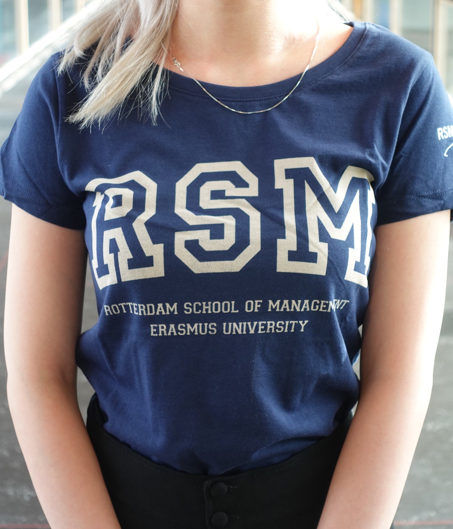 Blue T-shirt with a golden design