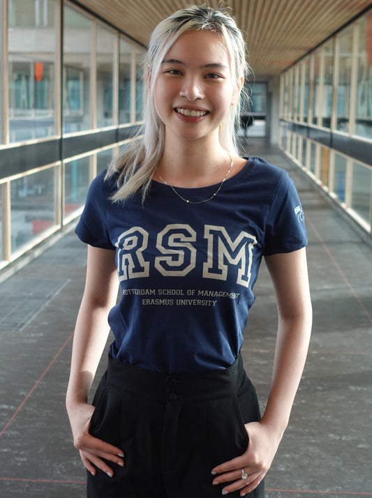 Blue T-shirt with a golden design